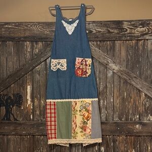 Vintage Patchwork Maxi Dress with Lace and Patchwork.